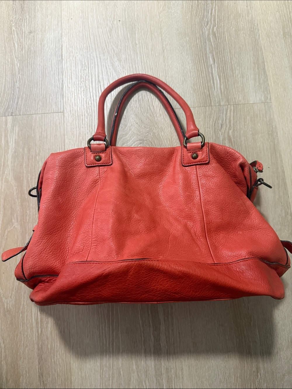 Cynthia Rowley Coral Red Leather Tote